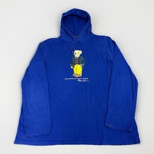 Polo Ralph Lauren Polo Bear Captain Mens 2XL Hoodie Sweatshirt Navy lightweight